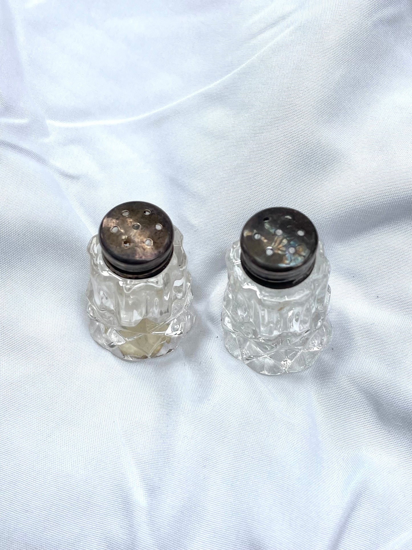 Czech Glass and Sterling Salt and Pepper