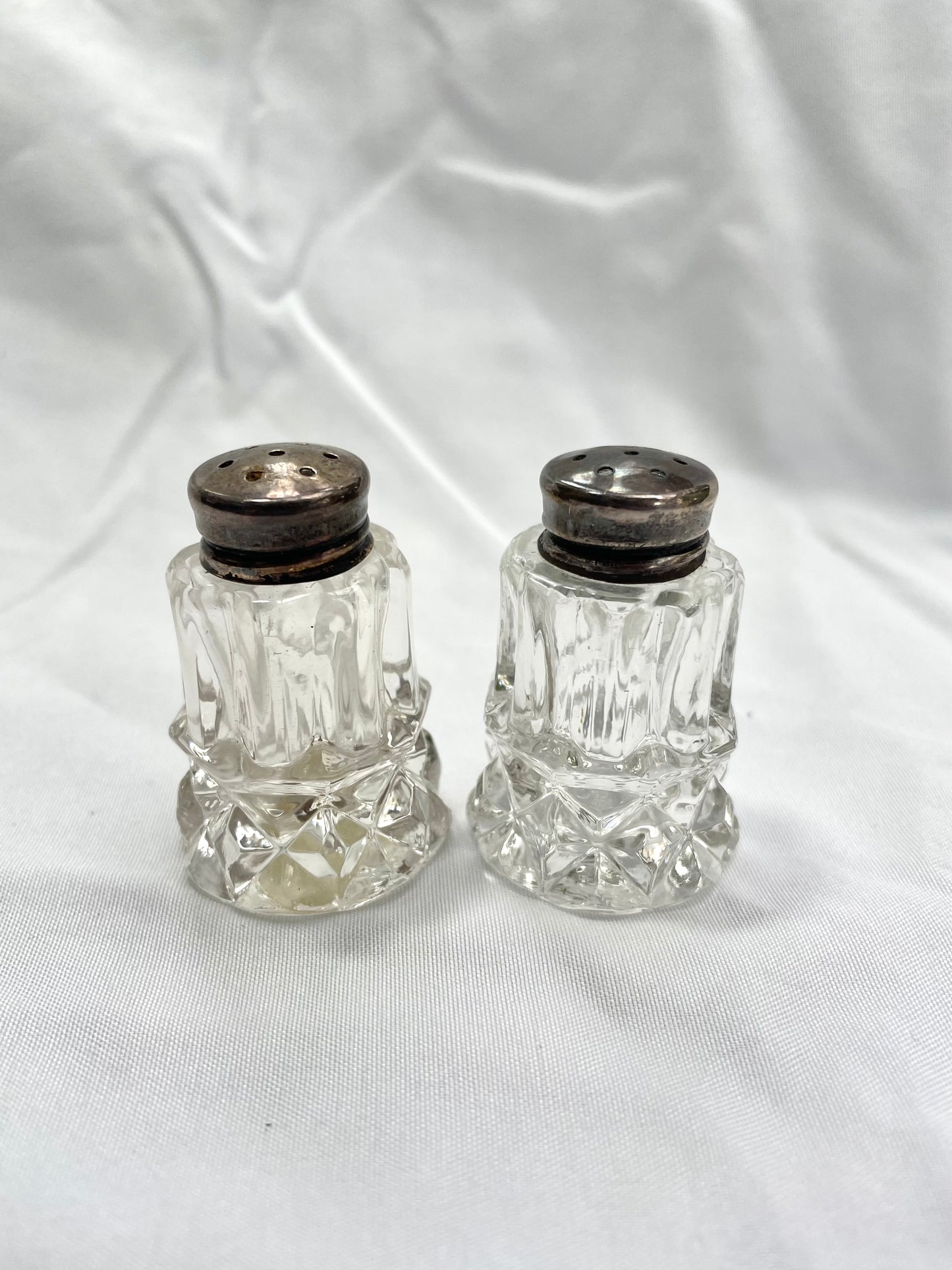 Czech Glass and Sterling Salt and Pepper